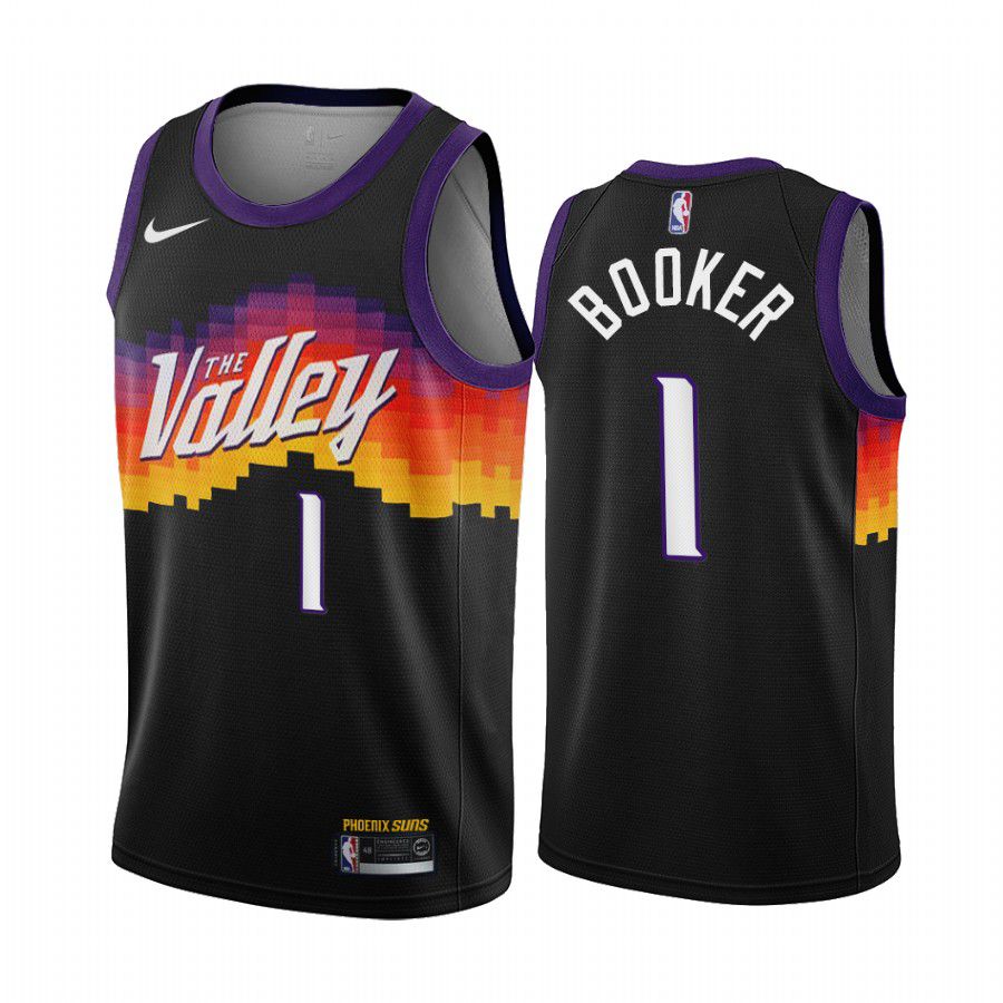 Men Phoenix Suns #1 devin booker black city edition the valley 2020 nba jersey